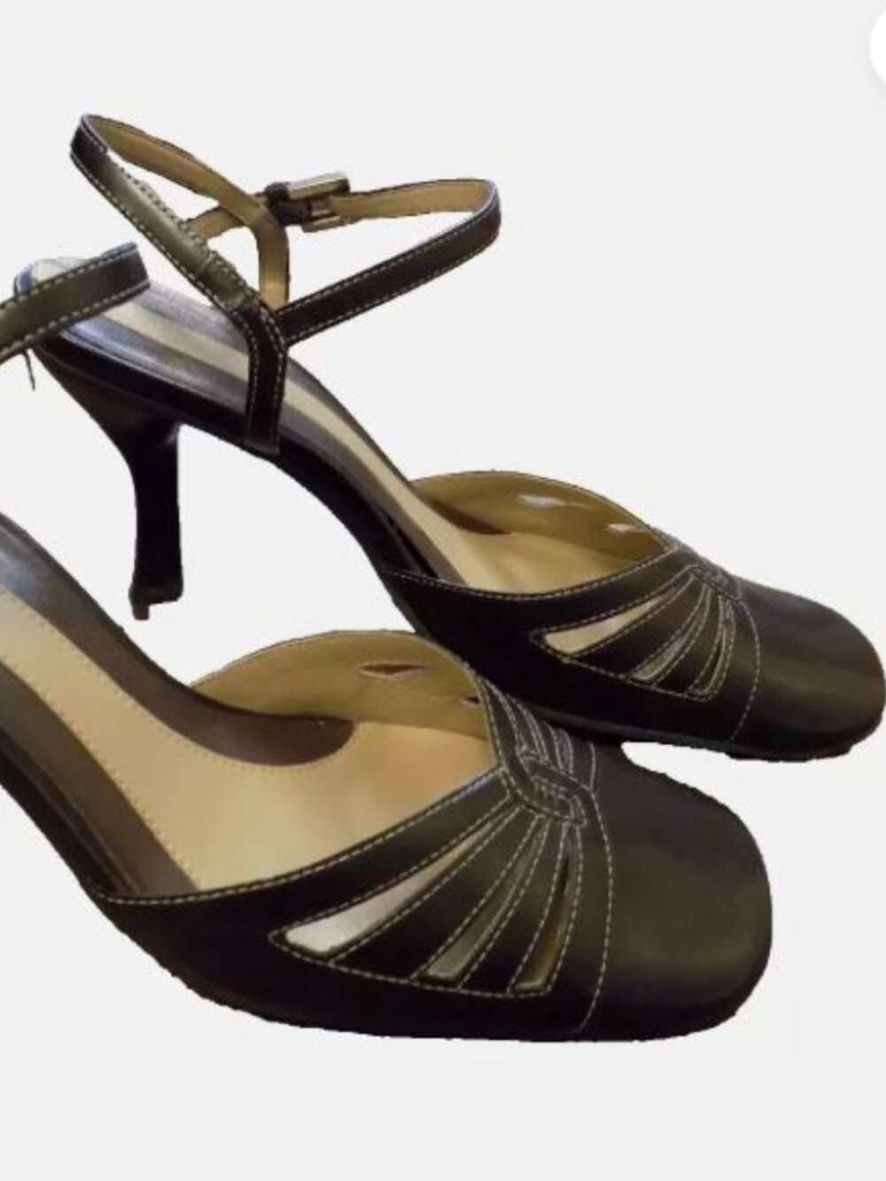 Nine West Women's Size 7.5 Slingback Solid Leather Upper Heels Sandals